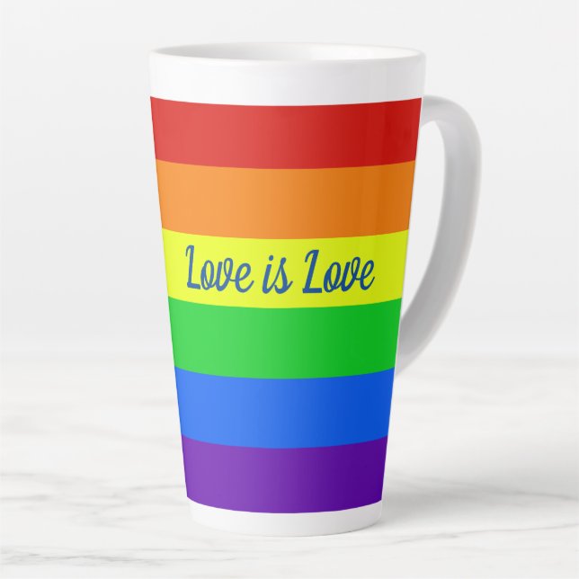 Taza De Café Latte El amor arcoiris es amor (Ángulo derecho)