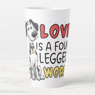 Taza De Café Latte El amor dálmata es una palabra de cuatro letras