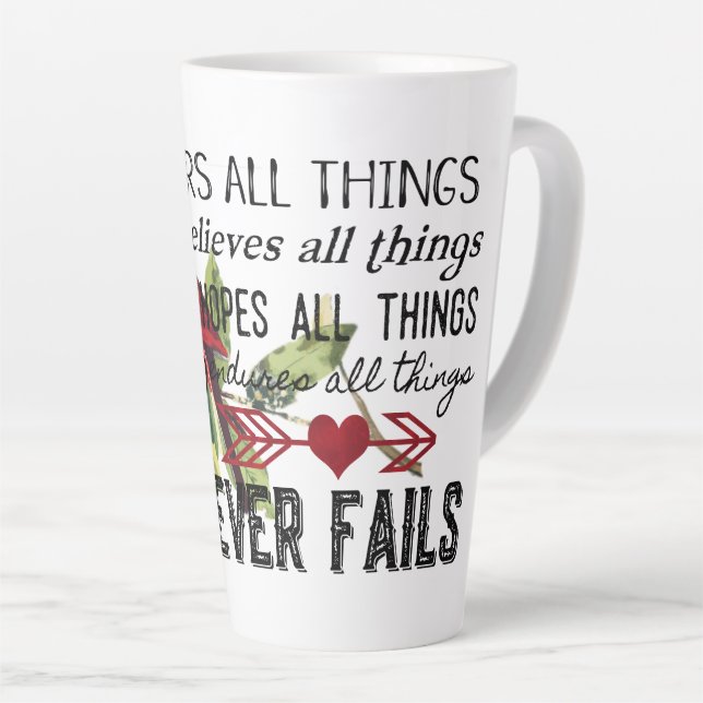 Taza De Café Latte El amor nunca falla Latte Mug (Ángulo derecho)
