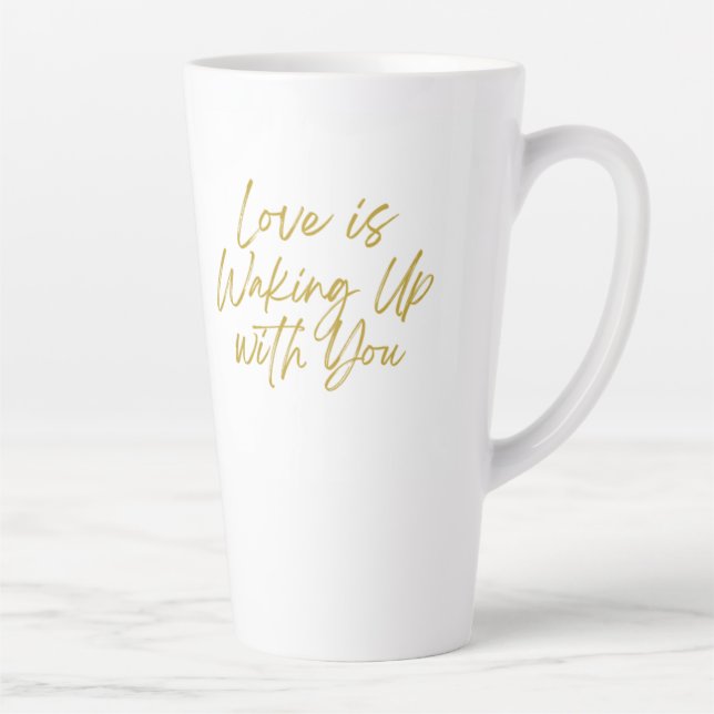 Taza De Café Latte El amor se despierta contigo Tall Latte Mug (Derecha)