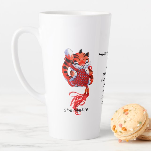 Taza De Café Latte El año lindo del tigre personalizado (In situ)