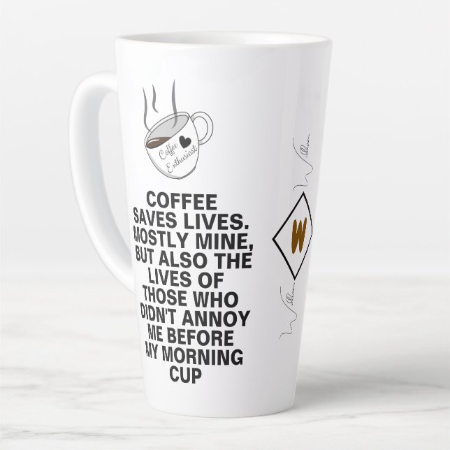 Taza De Café Latte El café salva el meme | Personalizado Funny Cita T (Ángulo izquierdo)