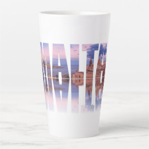 Taza De Café Latte El casco antiguo de La Valeta y el puerto de Malta
