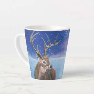 Taza De Café Latte El Cervus Elaphus de ciervo rojo y el paisaje inve