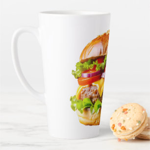 Taza De Café Latte El delicioso y apetitoso thic de hamburguesa apila