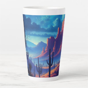 Taza De Café Latte El desierto de noche al suroeste