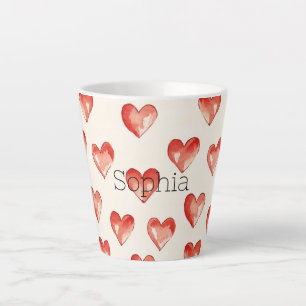 Taza De Café Latte El día de San Valentín de corazón dulce rojo