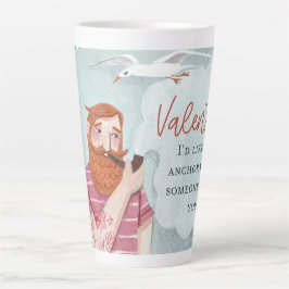 Taza De Café Latte El día de San Valentín del marinero rosa fuerte