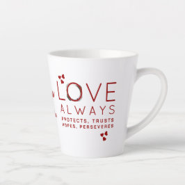 Taza De Café Latte El día de San Valentín LOVE SIEMPRE Foto cristiana