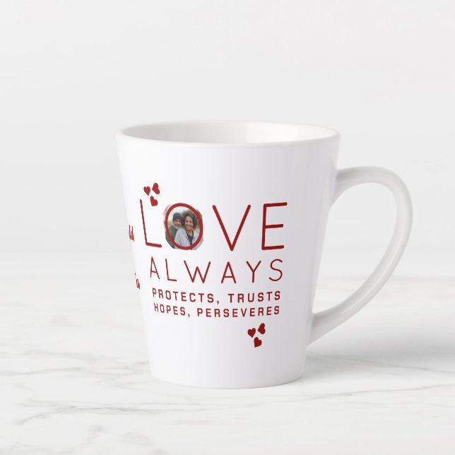 Taza De Café Latte El día de San Valentín LOVE SIEMPRE Foto cristiana (Derecha)