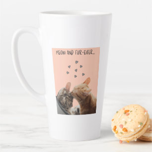 Taza De Café Latte El día de San Valentín Mug, Meow y Fur Ever