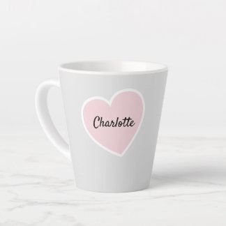 Taza De Café Latte El día de San Valentín trapo rosado del corazón
