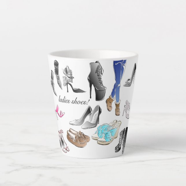 Taza De Café Latte El diseño de zapatos de las damas Latte Mug (Anverso)