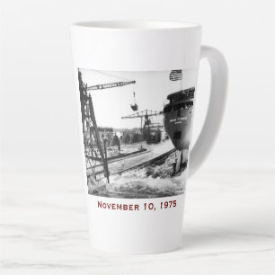 Taza De Café Latte El Edmund Fitzgerald con nombres de la tripulación