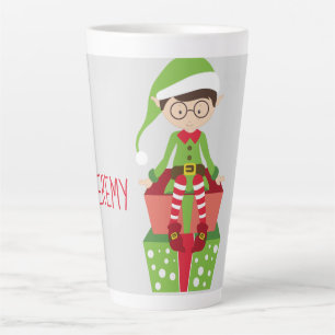 Taza De Café Latte El elfo con brillo suave personalizado