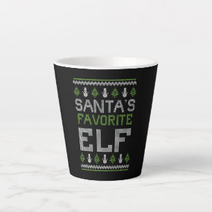 Taza De Café Latte El elfo favorito de Santa - Navidades suéteres feo