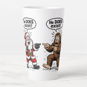 Taza De Café Latte ¡Él existe! Santa & Bigfoot