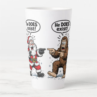 Taza De Café Latte ¡Él existe! Santa & Bigfoot
