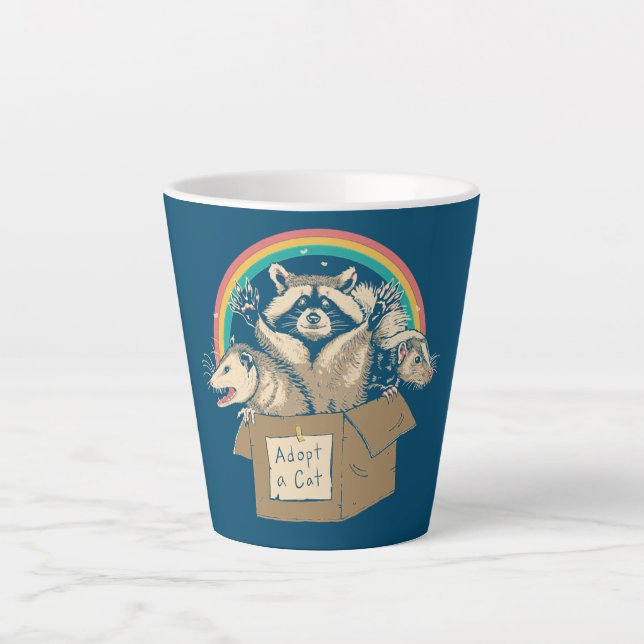 Taza De Café Latte El extraño amante del gato adopta un gato con mapa (Anverso)