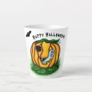 Taza De Café Latte El Fantasma de Halloween , Murciélago , Fantasma y