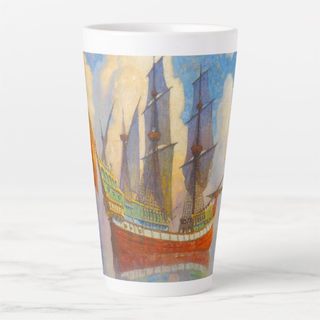 Taza De Café Latte El Galeón de Oro de Newell Convers Wyeth (Anverso)