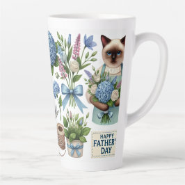 Taza De Café Latte El gato ama los deseos del día del padre para los 