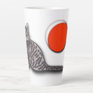 Taza De Café Latte El gato se encuentra con la luna llena