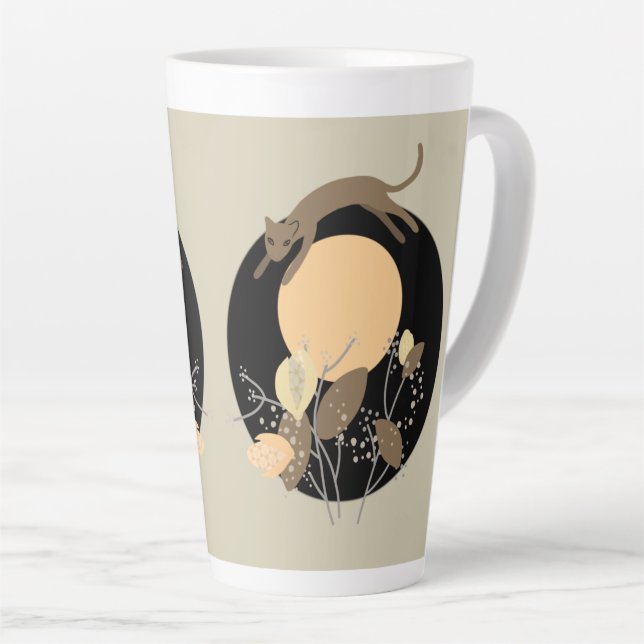 Taza De Café Latte El gato y la luna 2 (Ángulo derecho)