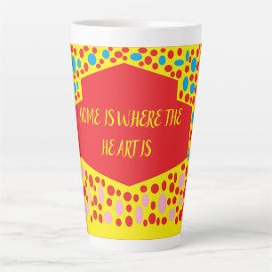 Taza De Café Latte El hogar es donde el corazón está rojo con verde a