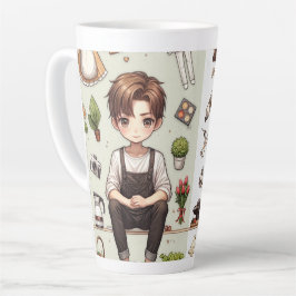 Taza De Café Latte El hombre, la mujer nunca. 1 latte mug