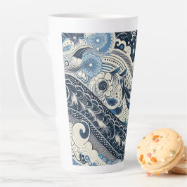 Taza De Café Latte El Home Studio Indigo Bloom