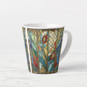 Taza De Café Latte El Jefe Rojo de Vidrio Manchado atiende al amanece