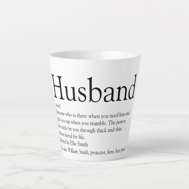 Taza De Café Latte El mejor divertido en definición de marido del mun (Anverso)