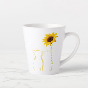 Taza De Café Latte El mejor gato de la mamá del girasol del gato mami