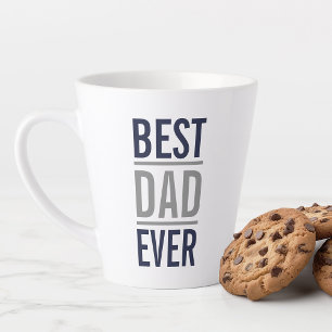 Taza De Café Latte El mejor padre jamás  Azul y gris de la Marina mo