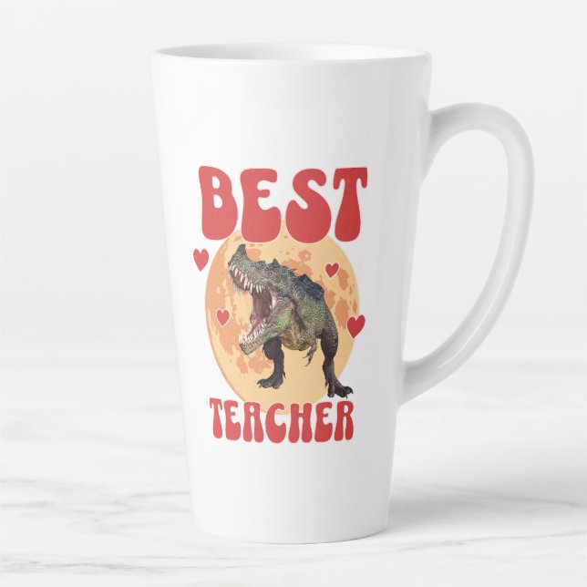 Taza De Café Latte El mejor profesor de Dinosaur Dino (Derecha)