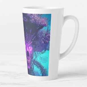 Taza De Café Latte El Monstruo Del Ciberárbol En La Oscuridad