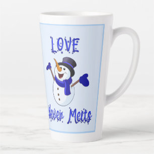 Taza De Café Latte El muñeco de nieve grande latte de San Valentín