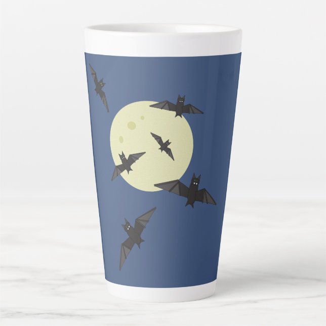 Taza De Café Latte El murciélago volando en la luna (Anverso)