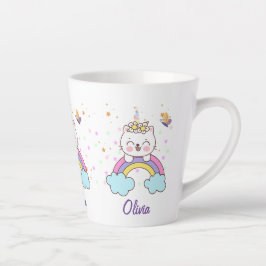 Taza De Café Latte El nombre de cumpleaños de un niño en un gato de u