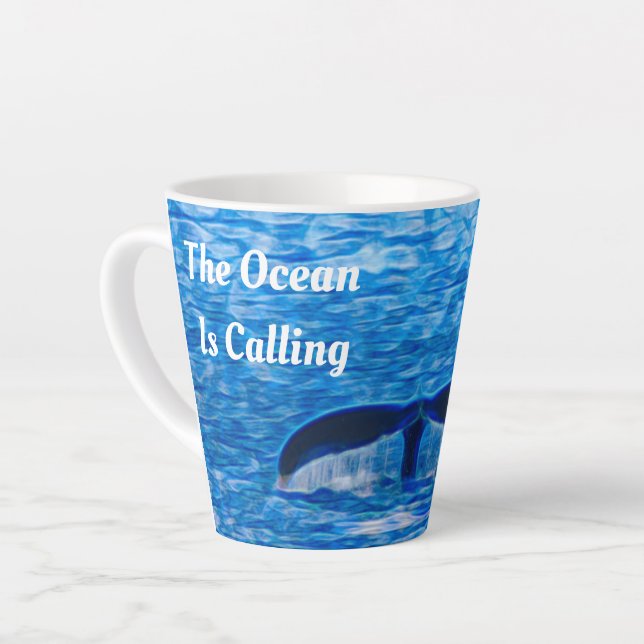 Taza De Café Latte El océano azul de la cola de ballena (Ángulo izquierdo)