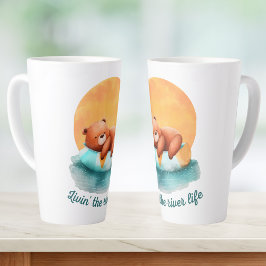 Taza De Café Latte El oso de la vida en el río | Corte Latte Mug