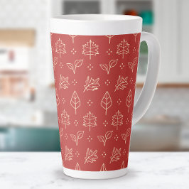 Taza De Café Latte El otoño deja una simple impresión gráfica en rojo