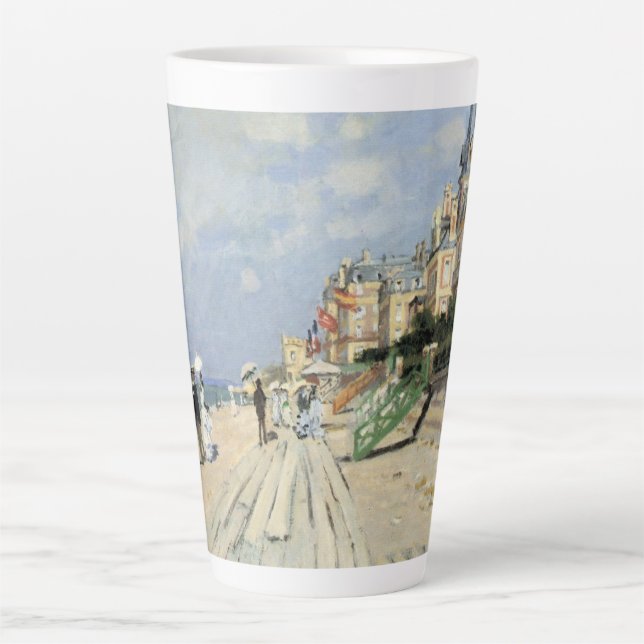Taza De Café Latte El paseo marítimo de Trouville por Claude Monet (Anverso)