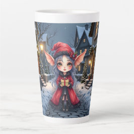 Taza De Café Latte El pequeño mensajero de Navidad.