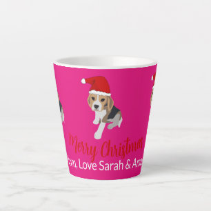 TAZA DE CAFÉ LATTE EL PERRO DE XMAS AMA A LOS NAVIDADES SANTA HAT BEA