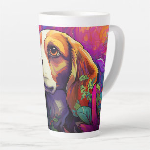 Taza De Café Latte El personalizado Beagle en un jardín latte Mug
