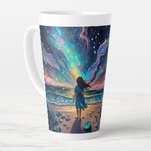 Taza De Café Latte el que busca arrancar las estrellas.