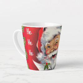 Taza De Café Latte El retro vintage Santa Claus con el árbol de Navid
