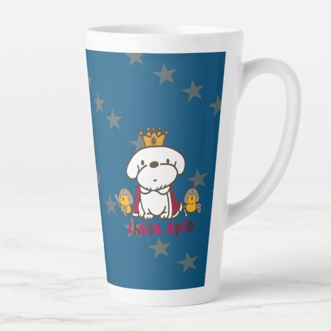 Taza De Café Latte El rey Lhasa Apso y los pollitos Knight (Derecha)